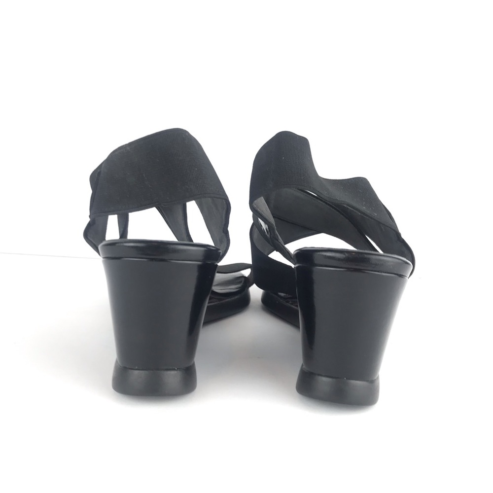 Stuart Weitzman Black Elastic Wedge Sandals 7.5 - Picture 3 of 6